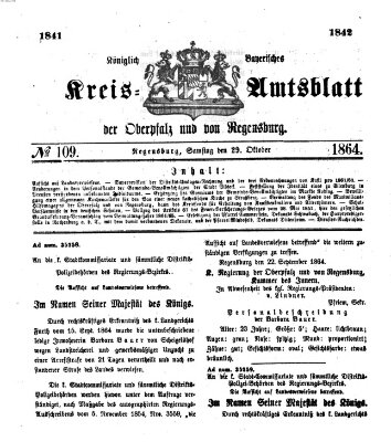 Königlich-bayerisches Kreis-Amtsblatt der Oberpfalz und von Regensburg (Königlich bayerisches Intelligenzblatt für die Oberpfalz und von Regensburg) Samstag 29. Oktober 1864