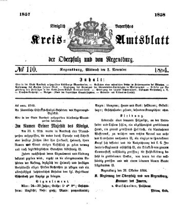 Königlich-bayerisches Kreis-Amtsblatt der Oberpfalz und von Regensburg (Königlich bayerisches Intelligenzblatt für die Oberpfalz und von Regensburg) Mittwoch 2. November 1864