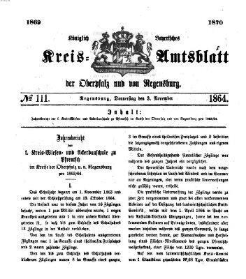 Königlich-bayerisches Kreis-Amtsblatt der Oberpfalz und von Regensburg (Königlich bayerisches Intelligenzblatt für die Oberpfalz und von Regensburg) Donnerstag 3. November 1864