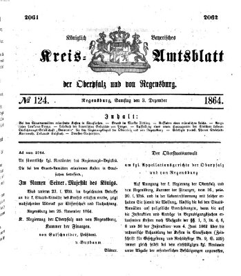 Königlich-bayerisches Kreis-Amtsblatt der Oberpfalz und von Regensburg (Königlich bayerisches Intelligenzblatt für die Oberpfalz und von Regensburg) Samstag 3. Dezember 1864