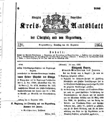 Königlich-bayerisches Kreis-Amtsblatt der Oberpfalz und von Regensburg (Königlich bayerisches Intelligenzblatt für die Oberpfalz und von Regensburg) Samstag 10. Dezember 1864