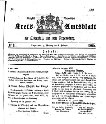 Königlich-bayerisches Kreis-Amtsblatt der Oberpfalz und von Regensburg (Königlich bayerisches Intelligenzblatt für die Oberpfalz und von Regensburg) Montag 6. Februar 1865