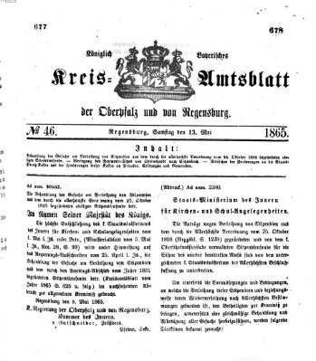 Königlich-bayerisches Kreis-Amtsblatt der Oberpfalz und von Regensburg (Königlich bayerisches Intelligenzblatt für die Oberpfalz und von Regensburg) Samstag 13. Mai 1865