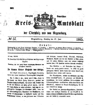 Königlich-bayerisches Kreis-Amtsblatt der Oberpfalz und von Regensburg (Königlich bayerisches Intelligenzblatt für die Oberpfalz und von Regensburg) Samstag 17. Juni 1865