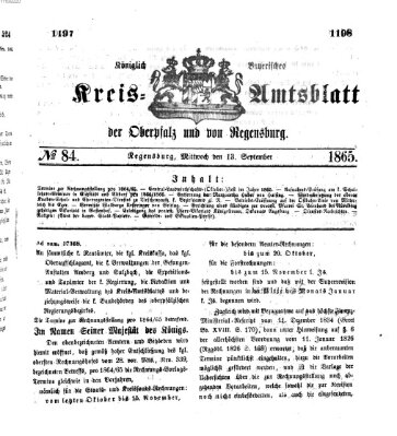 Königlich-bayerisches Kreis-Amtsblatt der Oberpfalz und von Regensburg (Königlich bayerisches Intelligenzblatt für die Oberpfalz und von Regensburg) Mittwoch 13. September 1865