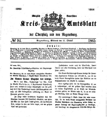 Königlich-bayerisches Kreis-Amtsblatt der Oberpfalz und von Regensburg (Königlich bayerisches Intelligenzblatt für die Oberpfalz und von Regensburg) Mittwoch 11. Oktober 1865