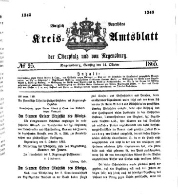 Königlich-bayerisches Kreis-Amtsblatt der Oberpfalz und von Regensburg (Königlich bayerisches Intelligenzblatt für die Oberpfalz und von Regensburg) Samstag 14. Oktober 1865