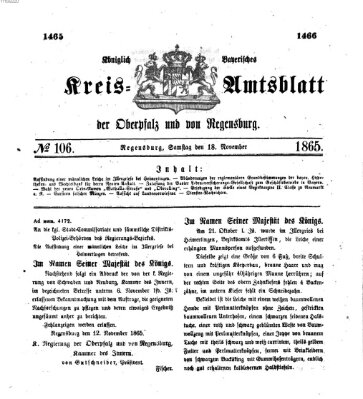 Königlich-bayerisches Kreis-Amtsblatt der Oberpfalz und von Regensburg (Königlich bayerisches Intelligenzblatt für die Oberpfalz und von Regensburg) Samstag 18. November 1865