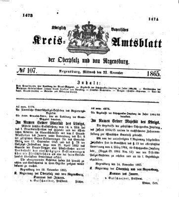 Königlich-bayerisches Kreis-Amtsblatt der Oberpfalz und von Regensburg (Königlich bayerisches Intelligenzblatt für die Oberpfalz und von Regensburg) Mittwoch 22. November 1865