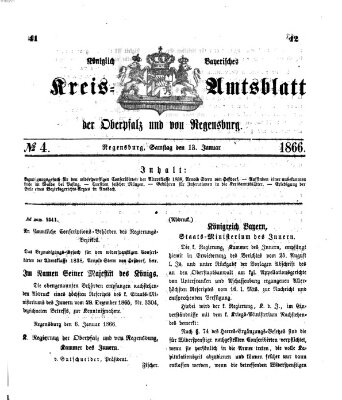 Königlich-bayerisches Kreis-Amtsblatt der Oberpfalz und von Regensburg (Königlich bayerisches Intelligenzblatt für die Oberpfalz und von Regensburg) Samstag 13. Januar 1866