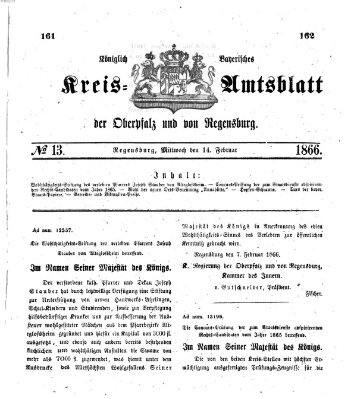 Königlich-bayerisches Kreis-Amtsblatt der Oberpfalz und von Regensburg (Königlich bayerisches Intelligenzblatt für die Oberpfalz und von Regensburg) Mittwoch 14. Februar 1866