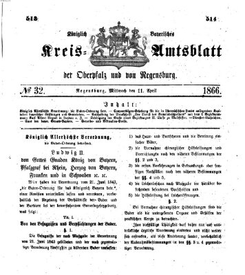 Königlich-bayerisches Kreis-Amtsblatt der Oberpfalz und von Regensburg (Königlich bayerisches Intelligenzblatt für die Oberpfalz und von Regensburg) Mittwoch 11. April 1866