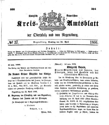 Königlich-bayerisches Kreis-Amtsblatt der Oberpfalz und von Regensburg (Königlich bayerisches Intelligenzblatt für die Oberpfalz und von Regensburg) Samstag 28. April 1866