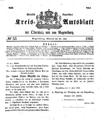 Königlich-bayerisches Kreis-Amtsblatt der Oberpfalz und von Regensburg (Königlich bayerisches Intelligenzblatt für die Oberpfalz und von Regensburg) Mittwoch 20. Juni 1866