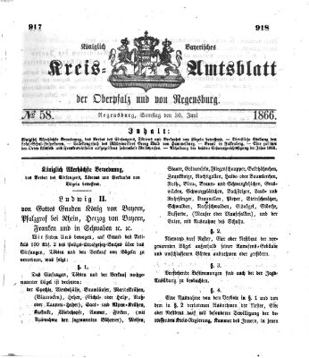 Königlich-bayerisches Kreis-Amtsblatt der Oberpfalz und von Regensburg (Königlich bayerisches Intelligenzblatt für die Oberpfalz und von Regensburg) Samstag 30. Juni 1866