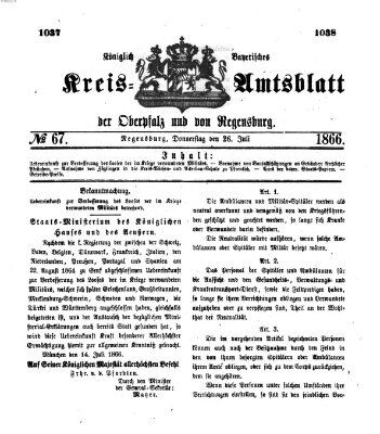 Königlich-bayerisches Kreis-Amtsblatt der Oberpfalz und von Regensburg (Königlich bayerisches Intelligenzblatt für die Oberpfalz und von Regensburg) Donnerstag 26. Juli 1866