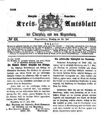 Königlich-bayerisches Kreis-Amtsblatt der Oberpfalz und von Regensburg (Königlich bayerisches Intelligenzblatt für die Oberpfalz und von Regensburg) Samstag 28. Juli 1866