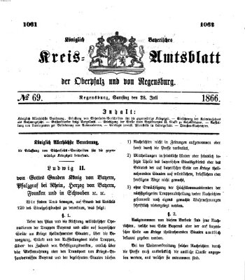 Königlich-bayerisches Kreis-Amtsblatt der Oberpfalz und von Regensburg (Königlich bayerisches Intelligenzblatt für die Oberpfalz und von Regensburg) Samstag 28. Juli 1866