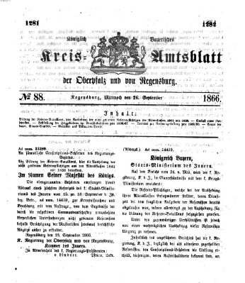 Königlich-bayerisches Kreis-Amtsblatt der Oberpfalz und von Regensburg (Königlich bayerisches Intelligenzblatt für die Oberpfalz und von Regensburg) Mittwoch 26. September 1866