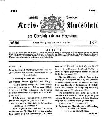 Königlich-bayerisches Kreis-Amtsblatt der Oberpfalz und von Regensburg (Königlich bayerisches Intelligenzblatt für die Oberpfalz und von Regensburg) Mittwoch 3. Oktober 1866