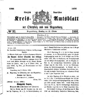 Königlich-bayerisches Kreis-Amtsblatt der Oberpfalz und von Regensburg (Königlich bayerisches Intelligenzblatt für die Oberpfalz und von Regensburg) Samstag 13. Oktober 1866