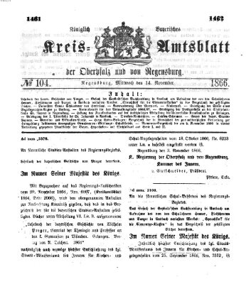 Königlich-bayerisches Kreis-Amtsblatt der Oberpfalz und von Regensburg (Königlich bayerisches Intelligenzblatt für die Oberpfalz und von Regensburg) Mittwoch 14. November 1866