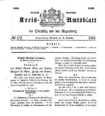 Königlich-bayerisches Kreis-Amtsblatt der Oberpfalz und von Regensburg (Königlich bayerisches Intelligenzblatt für die Oberpfalz und von Regensburg) Mittwoch 12. Dezember 1866