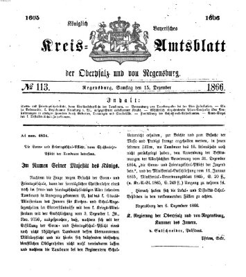 Königlich-bayerisches Kreis-Amtsblatt der Oberpfalz und von Regensburg (Königlich bayerisches Intelligenzblatt für die Oberpfalz und von Regensburg) Samstag 15. Dezember 1866