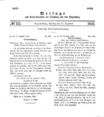 Königlich-bayerisches Kreis-Amtsblatt der Oberpfalz und von Regensburg (Königlich bayerisches Intelligenzblatt für die Oberpfalz und von Regensburg) Samstag 15. Dezember 1866