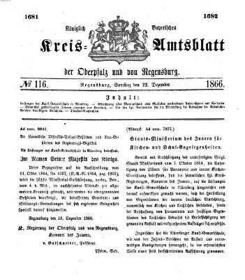 Königlich-bayerisches Kreis-Amtsblatt der Oberpfalz und von Regensburg (Königlich bayerisches Intelligenzblatt für die Oberpfalz und von Regensburg) Samstag 22. Dezember 1866