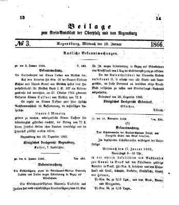 Königlich-bayerisches Kreis-Amtsblatt der Oberpfalz und von Regensburg (Königlich bayerisches Intelligenzblatt für die Oberpfalz und von Regensburg) Mittwoch 10. Januar 1866