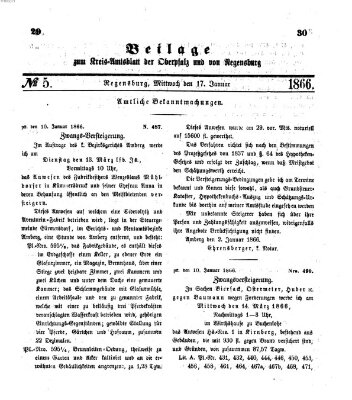 Königlich-bayerisches Kreis-Amtsblatt der Oberpfalz und von Regensburg (Königlich bayerisches Intelligenzblatt für die Oberpfalz und von Regensburg) Mittwoch 17. Januar 1866