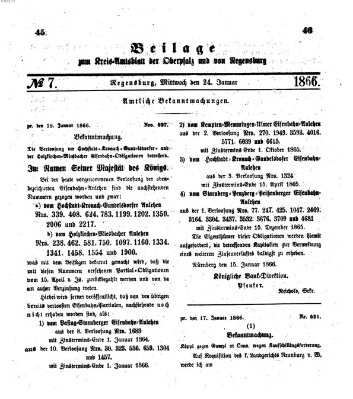 Königlich-bayerisches Kreis-Amtsblatt der Oberpfalz und von Regensburg (Königlich bayerisches Intelligenzblatt für die Oberpfalz und von Regensburg) Mittwoch 24. Januar 1866