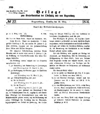 Königlich-bayerisches Kreis-Amtsblatt der Oberpfalz und von Regensburg (Königlich bayerisches Intelligenzblatt für die Oberpfalz und von Regensburg) Samstag 10. März 1866