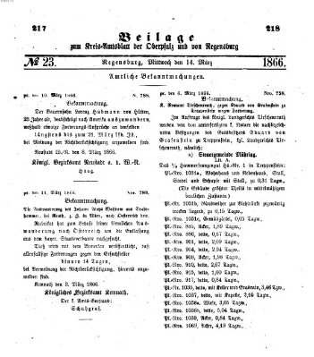 Königlich-bayerisches Kreis-Amtsblatt der Oberpfalz und von Regensburg (Königlich bayerisches Intelligenzblatt für die Oberpfalz und von Regensburg) Mittwoch 14. März 1866