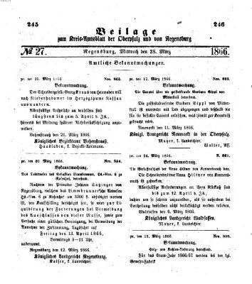 Königlich-bayerisches Kreis-Amtsblatt der Oberpfalz und von Regensburg (Königlich bayerisches Intelligenzblatt für die Oberpfalz und von Regensburg) Mittwoch 28. März 1866