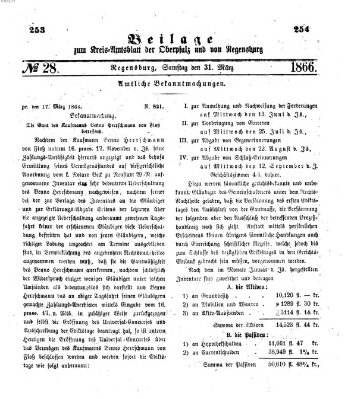 Königlich-bayerisches Kreis-Amtsblatt der Oberpfalz und von Regensburg (Königlich bayerisches Intelligenzblatt für die Oberpfalz und von Regensburg) Samstag 31. März 1866