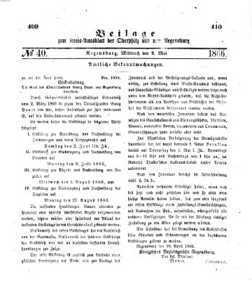 Königlich-bayerisches Kreis-Amtsblatt der Oberpfalz und von Regensburg (Königlich bayerisches Intelligenzblatt für die Oberpfalz und von Regensburg) Mittwoch 9. Mai 1866