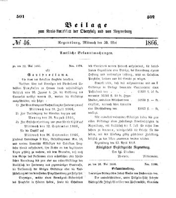 Königlich-bayerisches Kreis-Amtsblatt der Oberpfalz und von Regensburg (Königlich bayerisches Intelligenzblatt für die Oberpfalz und von Regensburg) Mittwoch 30. Mai 1866