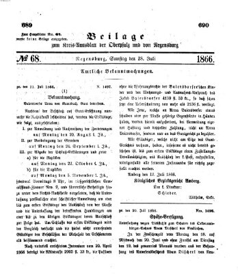 Königlich-bayerisches Kreis-Amtsblatt der Oberpfalz und von Regensburg (Königlich bayerisches Intelligenzblatt für die Oberpfalz und von Regensburg) Samstag 28. Juli 1866