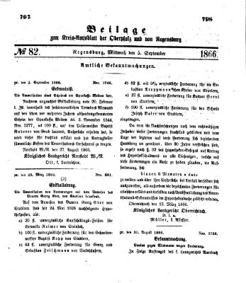 Königlich-bayerisches Kreis-Amtsblatt der Oberpfalz und von Regensburg (Königlich bayerisches Intelligenzblatt für die Oberpfalz und von Regensburg) Mittwoch 5. September 1866