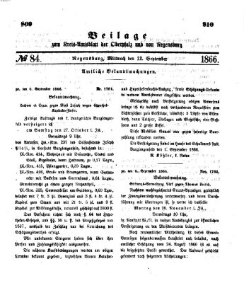 Königlich-bayerisches Kreis-Amtsblatt der Oberpfalz und von Regensburg (Königlich bayerisches Intelligenzblatt für die Oberpfalz und von Regensburg) Mittwoch 12. September 1866