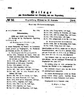 Königlich-bayerisches Kreis-Amtsblatt der Oberpfalz und von Regensburg (Königlich bayerisches Intelligenzblatt für die Oberpfalz und von Regensburg) Mittwoch 19. September 1866