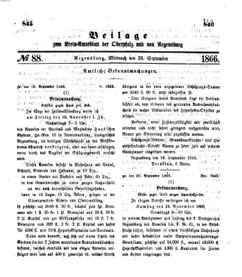 Königlich-bayerisches Kreis-Amtsblatt der Oberpfalz und von Regensburg (Königlich bayerisches Intelligenzblatt für die Oberpfalz und von Regensburg) Mittwoch 26. September 1866