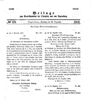 Königlich-bayerisches Kreis-Amtsblatt der Oberpfalz und von Regensburg (Königlich bayerisches Intelligenzblatt für die Oberpfalz und von Regensburg) Samstag 29. Dezember 1866