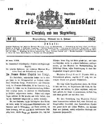 Königlich-bayerisches Kreis-Amtsblatt der Oberpfalz und von Regensburg (Königlich bayerisches Intelligenzblatt für die Oberpfalz und von Regensburg) Mittwoch 6. Februar 1867