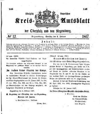 Königlich-bayerisches Kreis-Amtsblatt der Oberpfalz und von Regensburg (Königlich bayerisches Intelligenzblatt für die Oberpfalz und von Regensburg) Samstag 9. Februar 1867