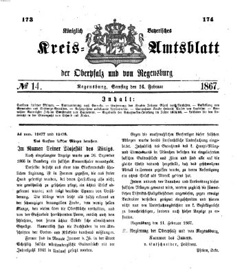 Königlich-bayerisches Kreis-Amtsblatt der Oberpfalz und von Regensburg (Königlich bayerisches Intelligenzblatt für die Oberpfalz und von Regensburg) Samstag 16. Februar 1867