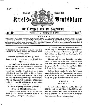 Königlich-bayerisches Kreis-Amtsblatt der Oberpfalz und von Regensburg (Königlich bayerisches Intelligenzblatt für die Oberpfalz und von Regensburg) Samstag 2. März 1867