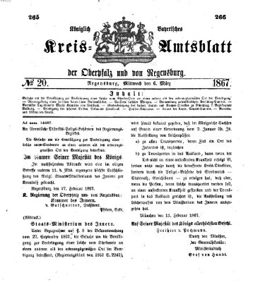 Königlich-bayerisches Kreis-Amtsblatt der Oberpfalz und von Regensburg (Königlich bayerisches Intelligenzblatt für die Oberpfalz und von Regensburg) Mittwoch 6. März 1867